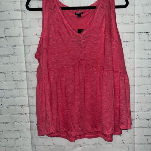 torrid Tops - ✨Torrid Pink Sleeveless V-Neck Peplum Top Plus‎ Size Blouse Tank Crochet Trim 1